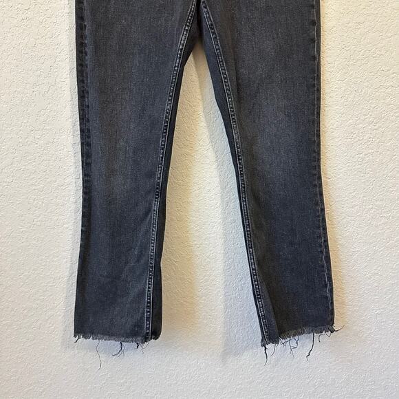EVERLANE Kick Crop Jeans Charcoal High Rise Bootcut Frayed Grunge - Picture 7 of 15